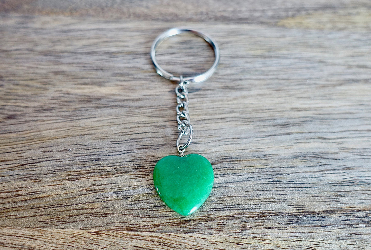 Green Jasper Stone Handmade Heart Keychain-Keychains-Magic Crystals