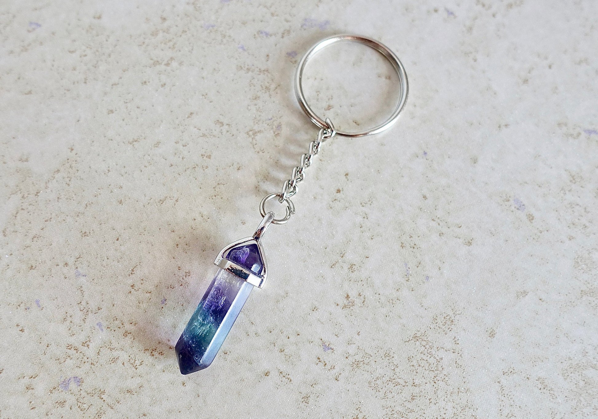 Fluorite Stone Double Point Keychain-Keychains-Magic Crystals