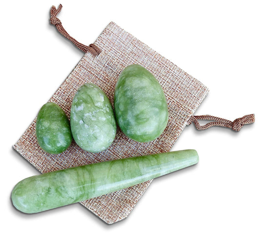 Green Jade Stone Yoni Eggs Set and Massage Wand-YONI EGGS-Magic Crystals